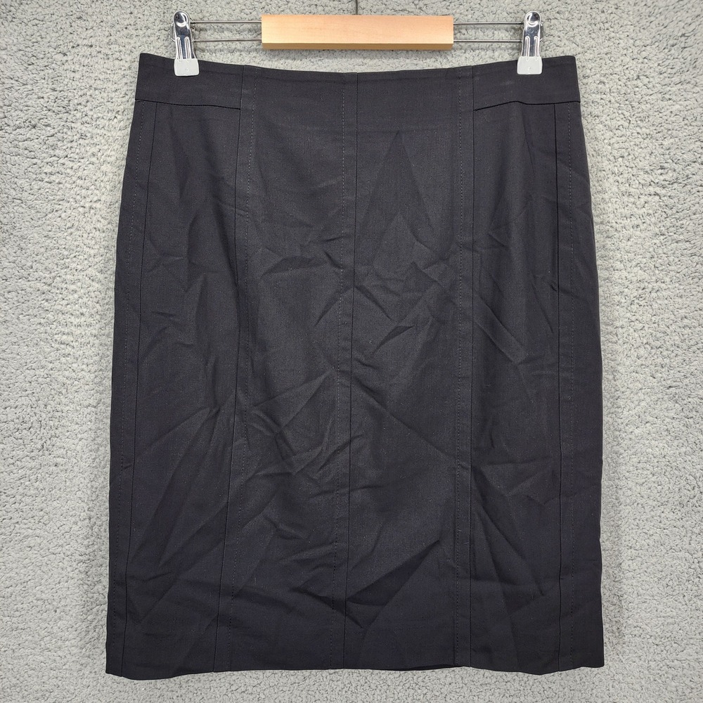 Akris Punto Black 100% Wool Pencil Skirt Women's US 10 Knee Length Zip‎ Closure